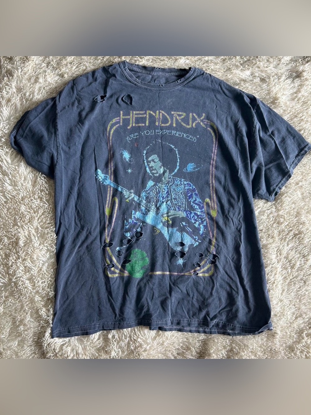 Urban Outfitters Jimi Hendrix Distressed Graphic Band Tee Vintage Wash S/M